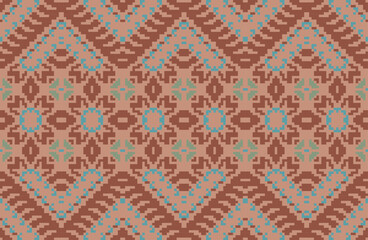 Indian Ikat Pattern Designfolk Embroidery, Aztec Geometric Ornament Print. Design for Carpet, Wallpaper, Clothing, Wrapping, Fabric