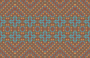 Pakistan Islamic Geometric Patterns Printablefolk Embroidery, Aztec Geometric Ornament Print. Design for Carpet, Wallpaper, Clothing, Wrapping, Fabric