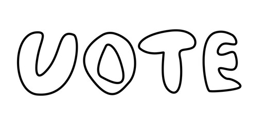 Vote doodle outline white word