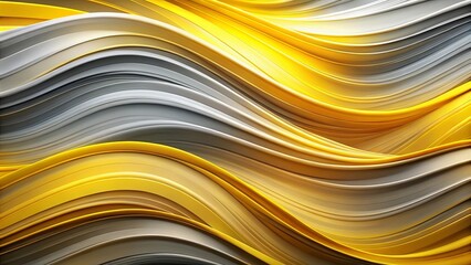 Obraz premium Abstract Wavy Background with Curving Lines in Golden Yellow and Silver Tones