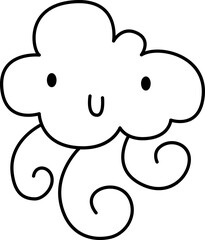 Windy Cloud Cartoon Icon