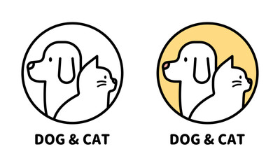 犬と猫の横顔　ロゴ　セット