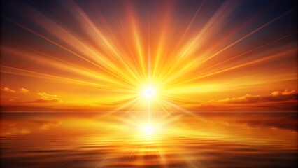 A Majestic Golden Sunset Over a Calm Ocean, The Sun's Rays Radiating Warmth and Tranquility