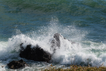 Fototapeta premium 霧多布岬の冬の荒波