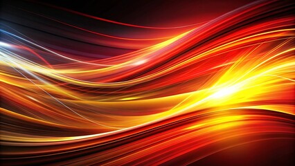Abstract Swirling Waves of Orange and Red Hues with Glowing Lines and Subtle White Highlights