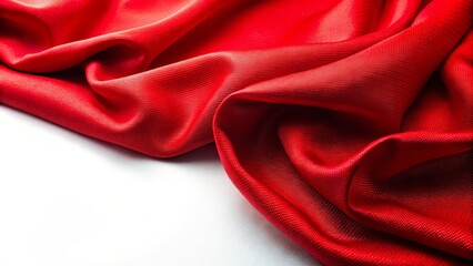 Obraz premium A Vibrant Red Fabric Draped Elegantly on a White Background, Showcasing Its Soft Texture and Smooth Flowing Lines