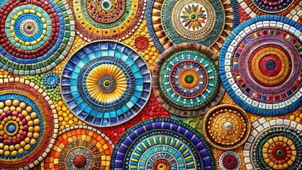 Colorful Circle Mosaic Patterns for Backgrounds, Textures, and Decorative Design Elements