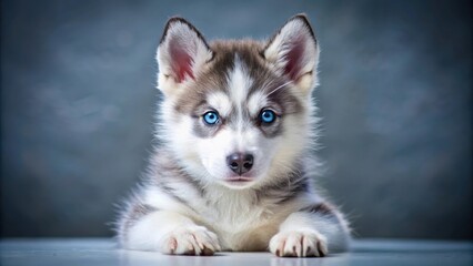 Playful Siberian husky puppy with fluffy fur and bright blue eyes, Siberian husky, puppy, playful, fluffy, fur, blue eyes, cute