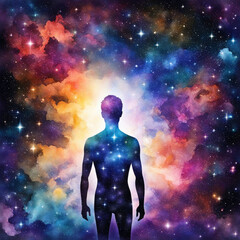 Obraz premium 우주와 인간