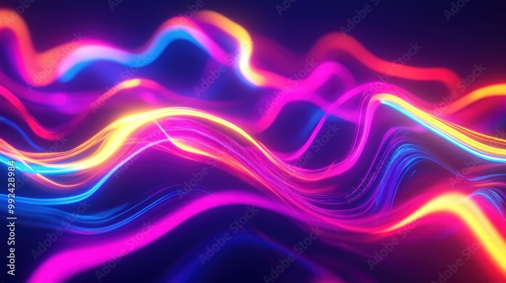 Wall mural abstract neon waves