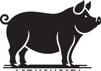 pig silhouette simple vector, pig logo vector black and white