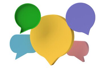bubble talk or comment sign symbol isolated on transparent background. 3D render.