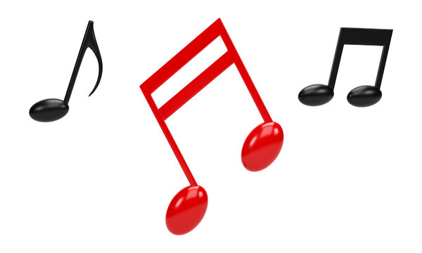 music note melody icon isolated on transparent background. 3D render.