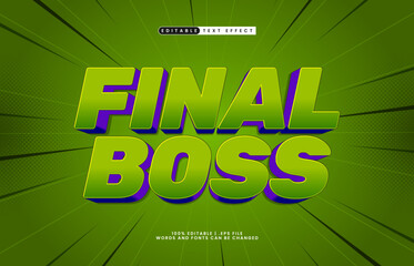 final boss game editable text effect with a kids and happy text style
