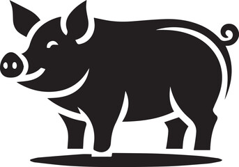 pig silhouette simple vector, pig logo vector black and white