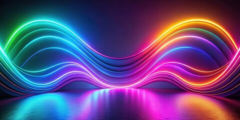 Obraz premium Colorful neon wallpaper with abstract curvy shapes glowing in ultraviolet spectrum, render, abstract, neon, wallpaper