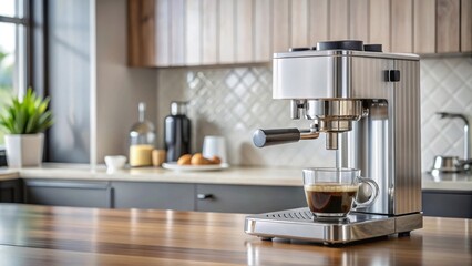 Espresso coffee maker on a kitchen counter, espresso, coffee, maker, machine, brewing, appliance, kitchen, counter, morning, drink