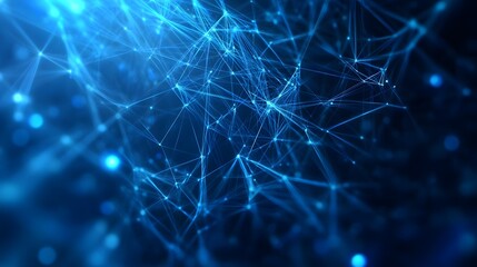 Abstract Blue Network of Interconnected Lines and Points