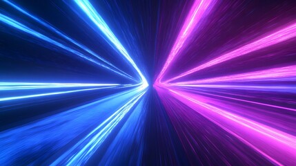 Obraz premium Abstract Neon Lights Radiating from a Center Point