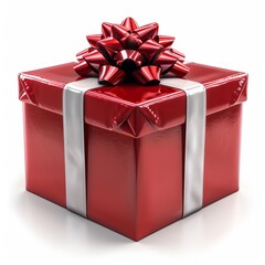 3D Cartoon Christmas Gift Box with Red Ribbon