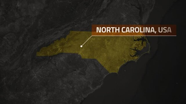Map of North Carolina, USA - Map Animation - North Carolina GIS from World Map - Vox Map Style - State of USA - Infographic & Documentary Ready - 4K