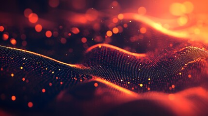 Technology digital wave background concept.Beautiful motion waving dots texture with glowing defocused particles. Cyber or technology background. 