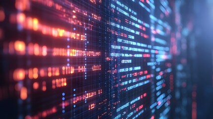 Obraz premium Abstract Digital Data Flow with Red and Blue Lighting