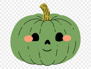 Cute pumpkin hand draw style isolated on png or transparent texture,Halloween party background ,element template for poster, brochures, online advertising, vector illustration 