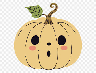 Cute pumpkin hand draw style isolated on png or transparent texture,Halloween party background ,element template for poster, brochures, online advertising, vector illustration 