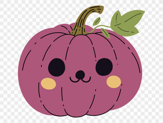 Cute pumpkin hand draw style isolated on png or transparent texture,Halloween party background ,element template for poster, brochures, online advertising, vector illustration 