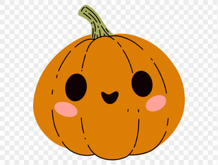 Cute pumpkin hand draw style isolated on png or transparent texture,Halloween party background ,element template for poster, brochures, online advertising, vector illustration 