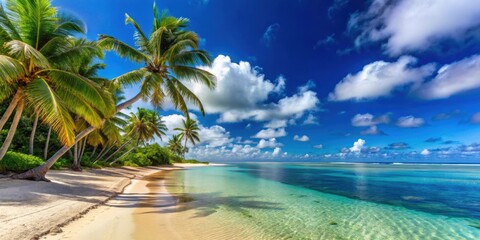 Idyllic beach with palm trees on Rarotonga, Cook Islands , Rarotonga, beach, palm trees, tropical, paradise