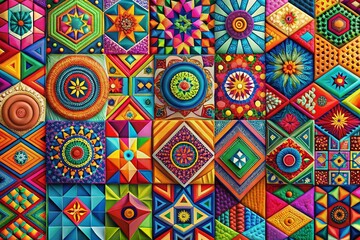 Colorful Geometric Patterns Vector Set for Creative Designs and Backgrounds in Modern Art Projects