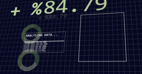 Image of financial data processing over dark background