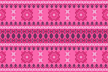 Ethnic abstract pixel art.Fabric seamless pattern in tribal.Bright Pixel Art Fabric Pattern with Geometric Square.American,mexican,indian,bohemian,vector,fabric,clothing,carpet,textile,wrapping,batik 