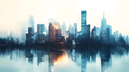Fototapeta premium abstract business modern background with cityscape double exposure. 