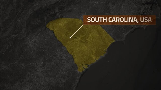 Map of South Carolina, USA - Map Animation - South Carolina GIS from World Map - Vox Map Style - State of USA - Infographic & Documentary Ready - 4K