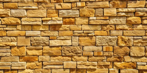 Obraz premium Stone wall texture and background made from pieces of old flat golden sandstone , stone, wall, texture, background, old