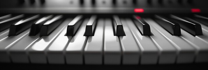 Fototapeta premium Close-up piano keyboard keys are black white arranged A image showing
