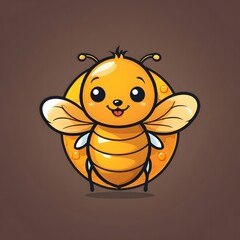 Obraz premium Illustration of a cute happy honey bee vector logo style.