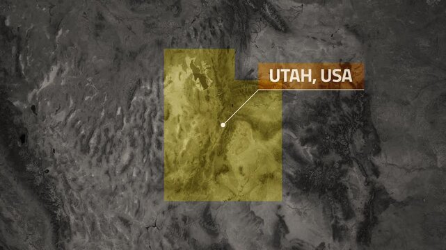 Map of Utah, USA - Map Animation - Utah GIS from World Map - Vox Map Style - State of USA - Infographic & Documentary Ready - 4K