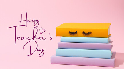 Inscription on a pink background: 