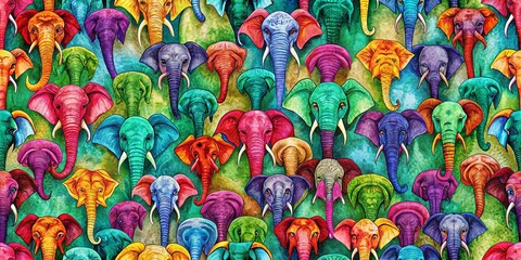 Colorful Memory Elephant Pattern for Playful and Whimsical Textile and Wallpaper Designs