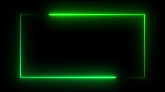 glowing neon light rectangle, seamless loop animation on black background.