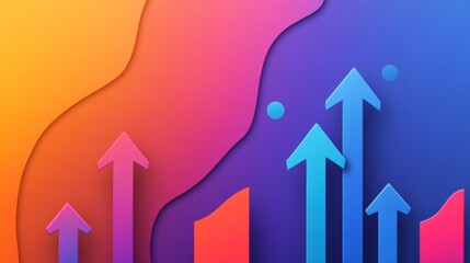 Arrow and Stock Market Papercut Design. Business, Economy, and Global Inflation Background for Investment and Trading