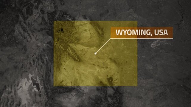 Map of Wyoming, USA - Map Animation - Wyoming GIS from World Map - Vox Map Style - State of USA - Infographic & Documentary Ready - 4K