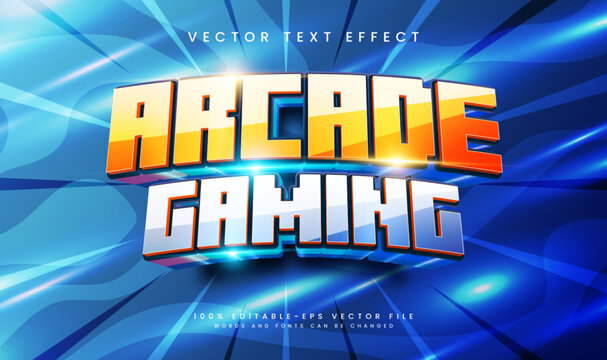 Arcade gaming editable vector text effect with online technology game concept