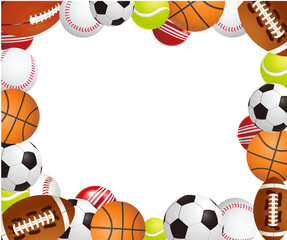 High-quality vector illustration of a frame with various sports balls, perfect for sports-themed designs, educational materials, posters, and digital projects