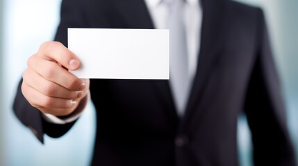 Businessman Holding a Blank Card