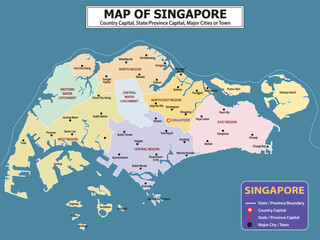 Naklejka premium Geography Political map. Political map of country with capital, province or state capital, major cities and town.